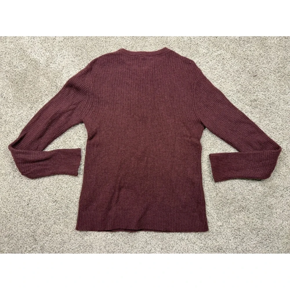 Abercrombie & Fitch Burgundy Waffle Knit Henley Sweater Maroon Womens Medium - Picture 4 of 4